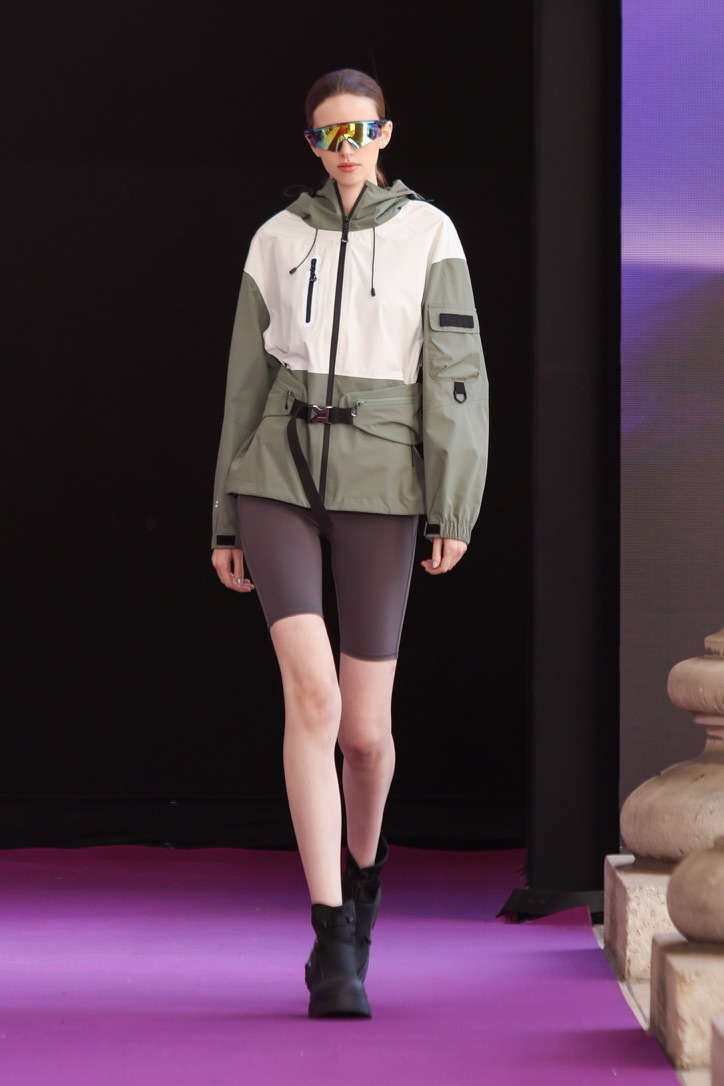 ASK green and white technical runway look