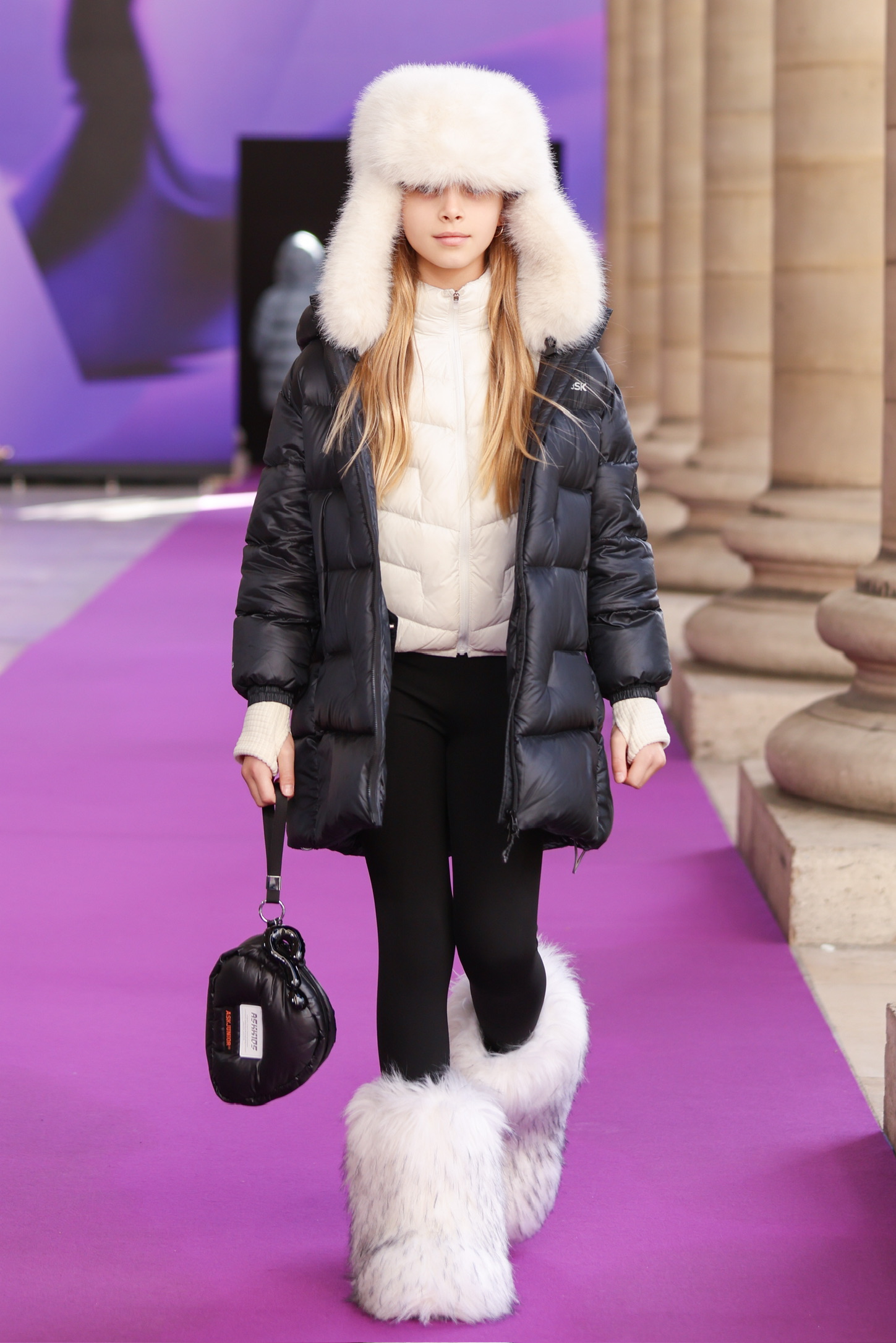 ASK black and white winter runway look