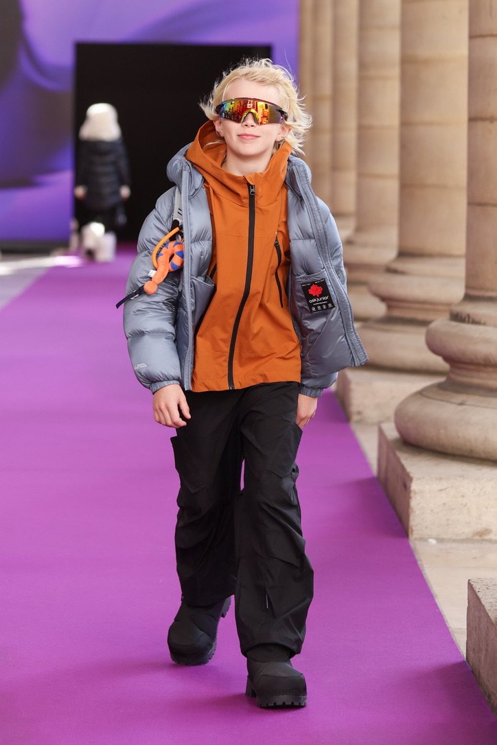 ASK orange and grey runway look