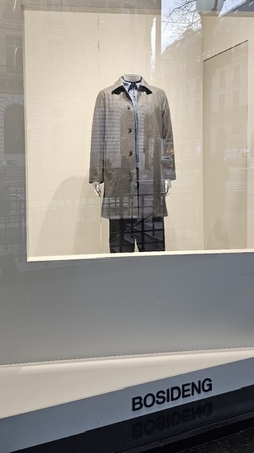 Bosideng fashion display in a Galeries Lafayette street window
