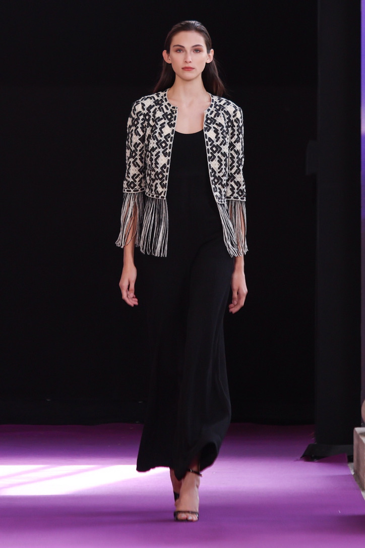 GRACE CHEN black dress with embroidered jacket