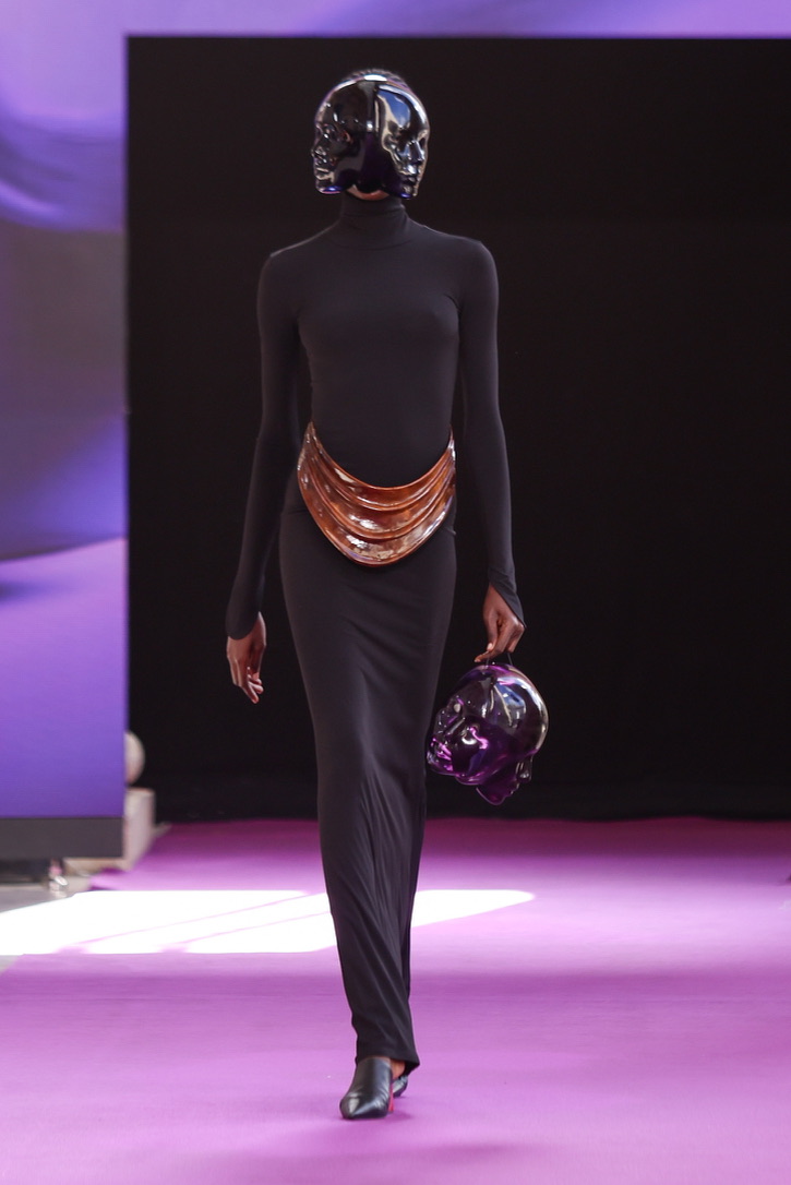 SHUXUAN G black dress with sculptural mask